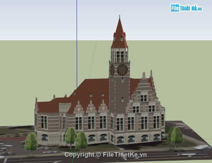 dựng bao cảnh sketchup nhà tòa án,file 3d su nhà tòa án,model sketchup mẫu nhà tòa án