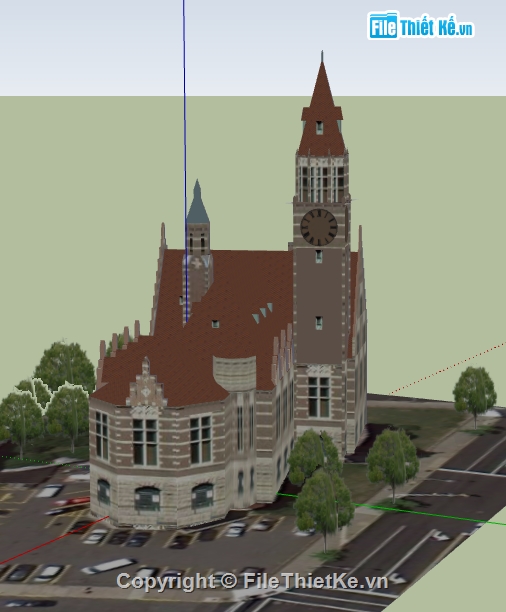 dựng bao cảnh sketchup nhà tòa án,file 3d su nhà tòa án,model sketchup mẫu nhà tòa án