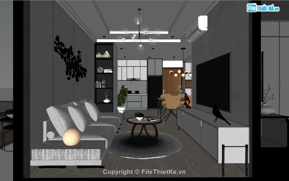 Thiết kế nội thất,Thiết kế nội thất chung cư,sketchup nội thất chung cư,file sketchup nội thất chung cư