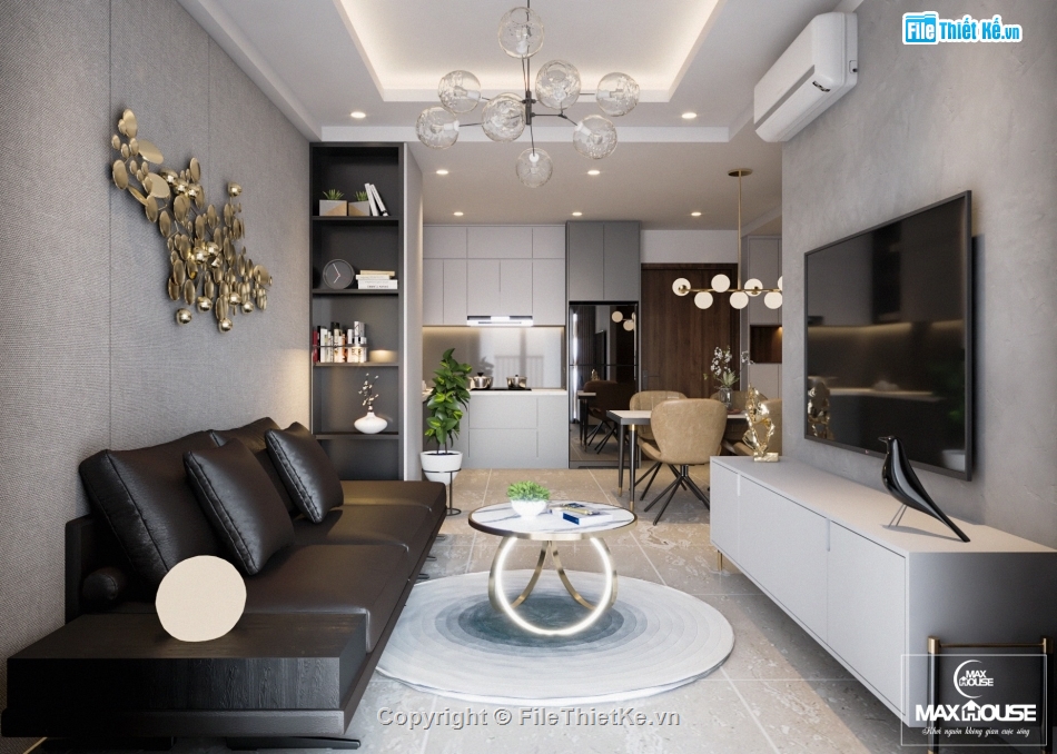 Thiết kế nội thất,Thiết kế nội thất chung cư,sketchup nội thất chung cư,file sketchup nội thất chung cư