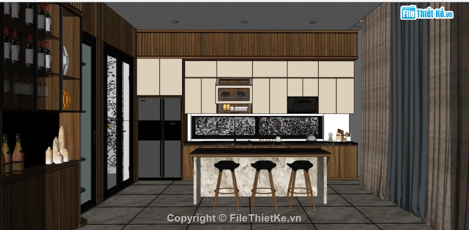 3d su phòng khách bếp,3d phòng khách bếp,model khách bếp,su khách bếp