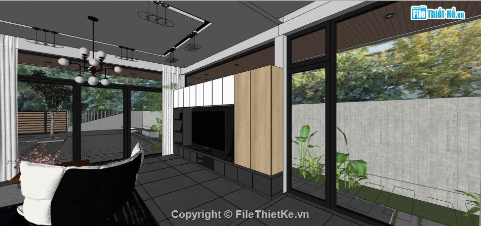 nhà cấp 4 đẹp,sketchup nội thất căn hộ,nội thất nhà cấp 4,sketchup nhà cấp 4