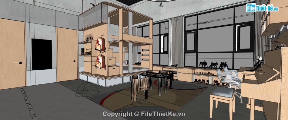 su nội thất penhouse,sketchup penhouse,file su penhouse,căn hộ cao cấp file su