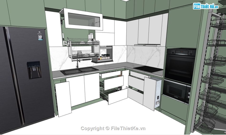 phòng bếp,model nội thất phòng ngủ,sketchup nội thất phòng ngủ