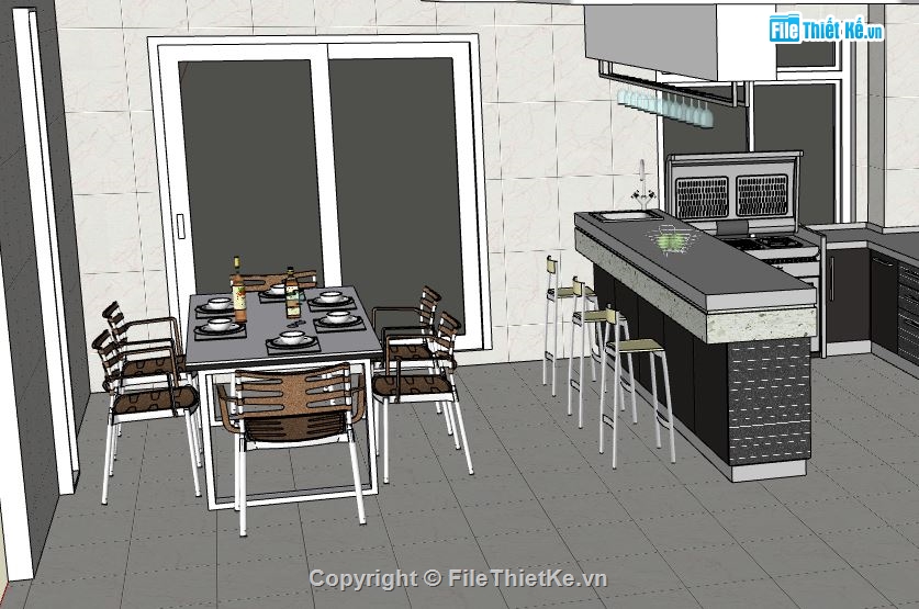 nội thất Phòng bếp,Phòng bếp file sketchup,sketchup nội thất bếp,phòng bếp file su