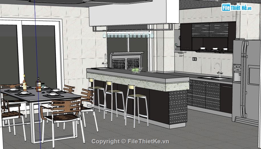 nội thất Phòng bếp,Phòng bếp file sketchup,sketchup nội thất bếp,phòng bếp file su