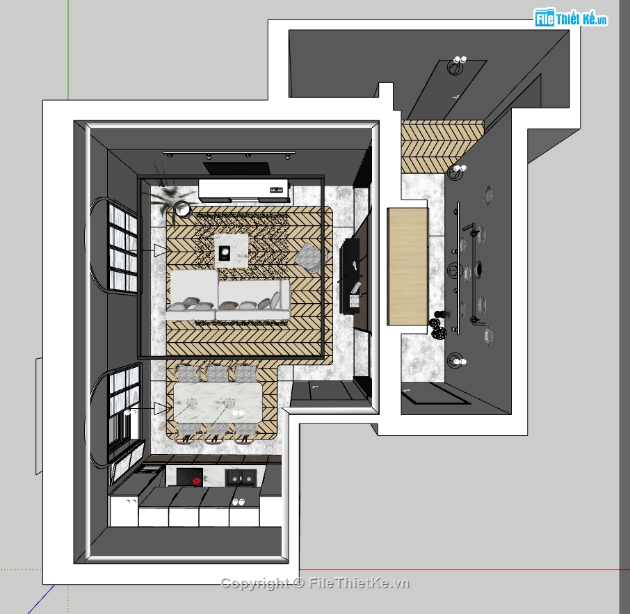 su Thiết kế nội thất phòng bếp,su Thiết kế nội thất phòng khách,thiết kế nội thất sketchup,mẫu dựng nội thất hiện đại sketchup
