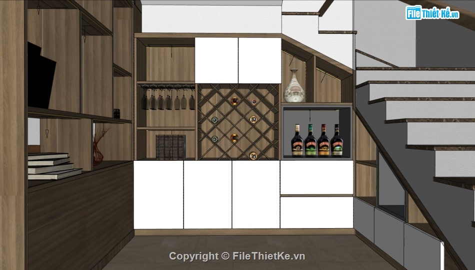 nội thất phòng khách,Thiết kế nội thất phòng khách,nội thất phòng bếp,file sketchup nội thất khách bếp