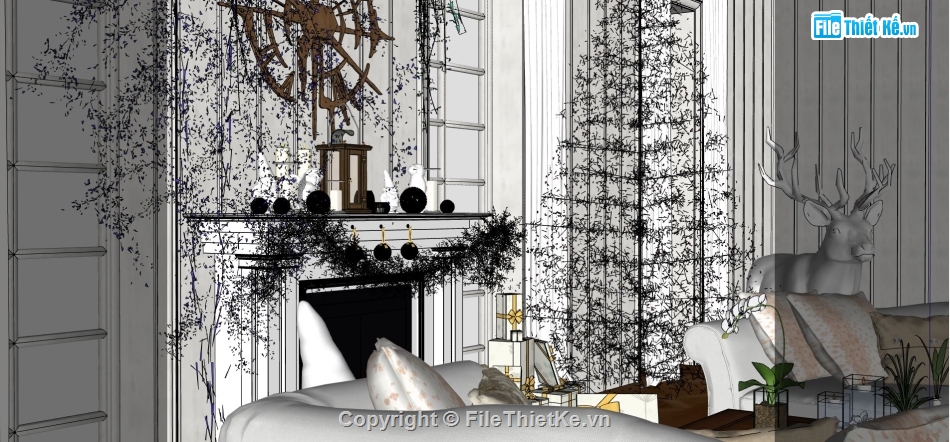 nội thất phòng khách,file sketchup phòng khách,mẫu nội thất phòng khách,phòng khách hiện đại
