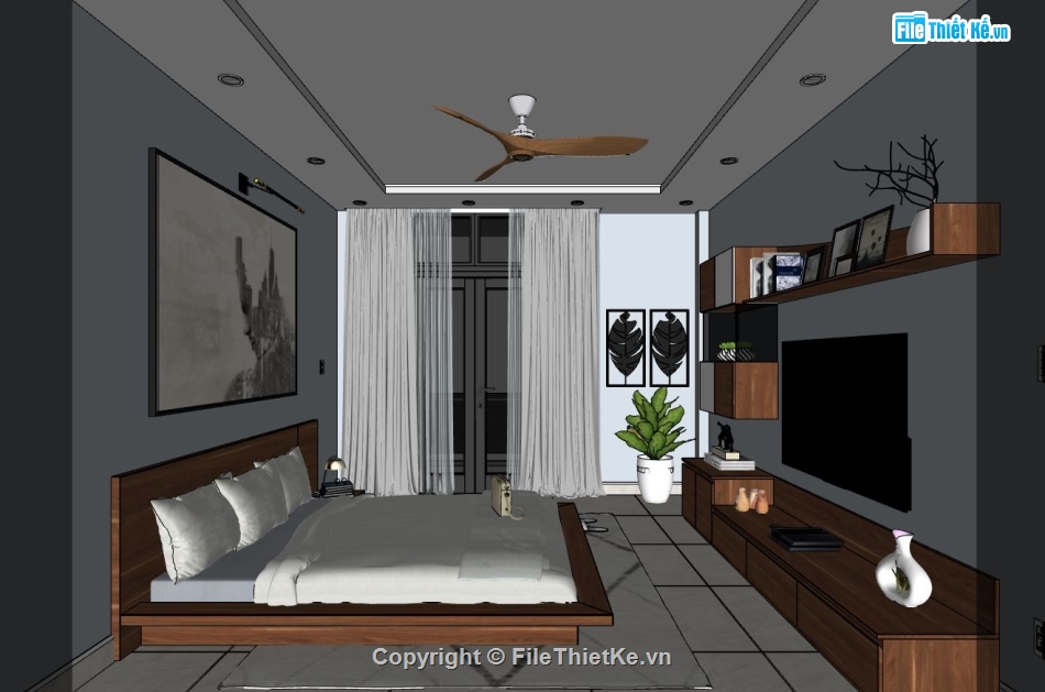 Thiết kế nội thất,nội thất phòng ngủ,3d phòng ngủ,Thiết kế nội thất phòng ngủ,sketchup nội thất phòng ngủ