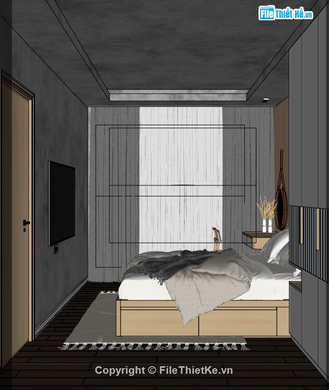 nội thất phòng ngủ,model 3d phòng ngủ,file sketchup phòng ngủ,phòng ngủ 3d sketchup