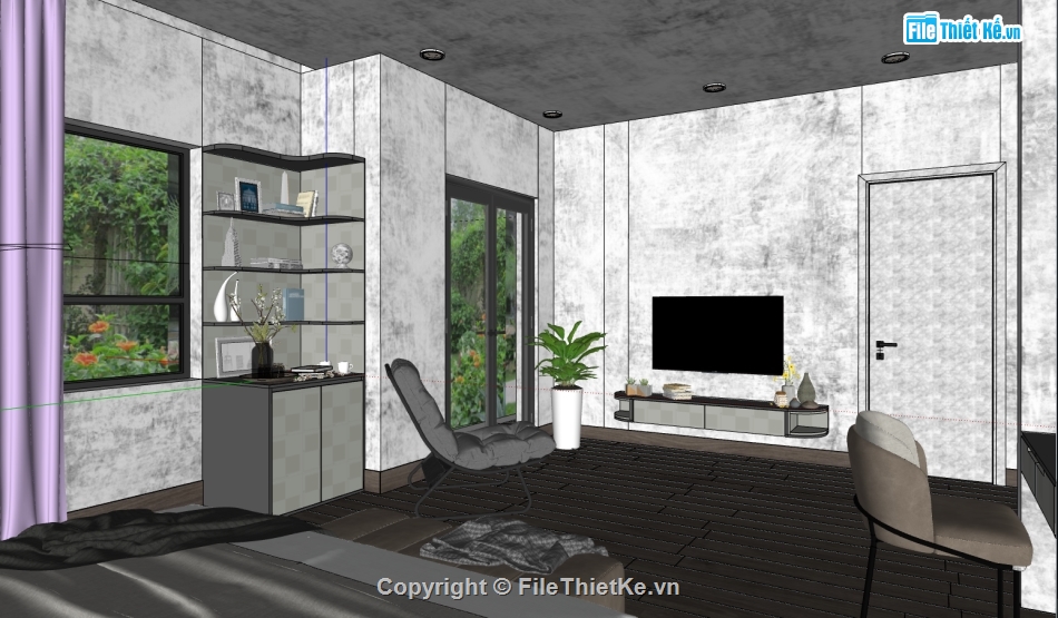 nội thất phòng ngủ file 3dsu,nội thất phòng ngủ đẹp,sketchup nội thất phòng ngủ,dựng 3dsu phòng ngủ cho bé