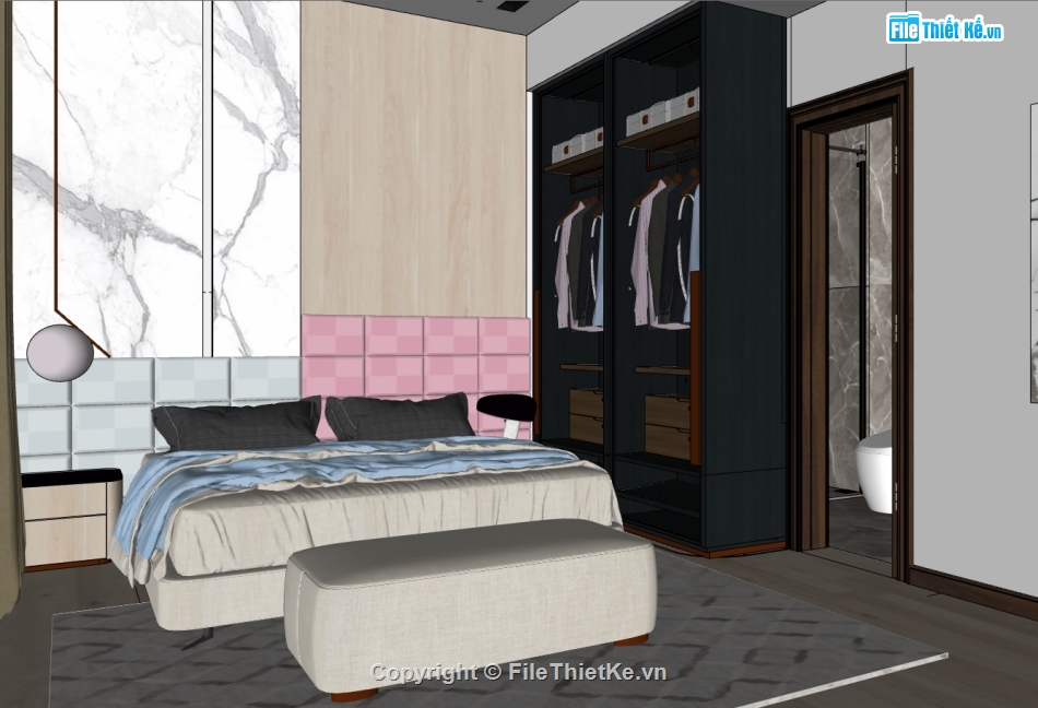 Thiết kế nội thất phòng ngủ,sketchup nội thất phòng ngủ,model 3dsu phòng thờ,mẫu dựng 3dsu nội thất phòng ngủ