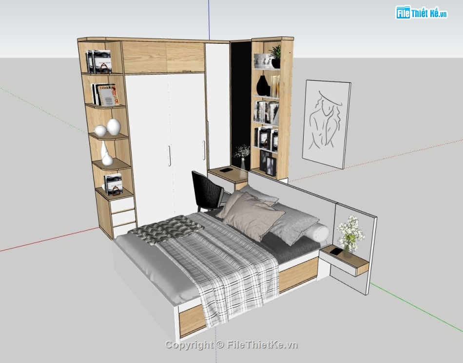 nội thất phòng ngủ,Thiết kế nội thất phòng ngủ,sketchup nội thất phòng ngủ