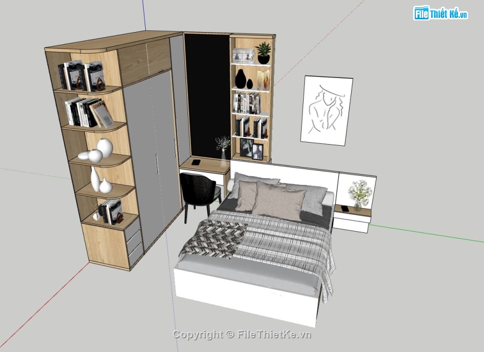 nội thất phòng ngủ,Thiết kế nội thất phòng ngủ,sketchup nội thất phòng ngủ