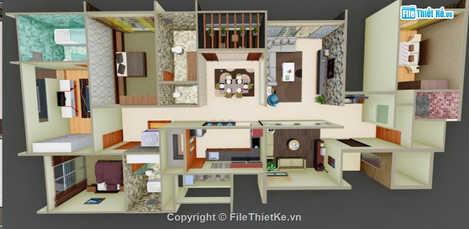 sketchup nội thất,Thiết kế nội thất,mẫu thiết kế nội thất tầng 1,model su nội thất