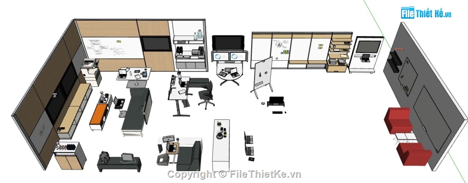 mẫu su phòng làm việc,sketchup phòng làm việc,model su phòng làm việc