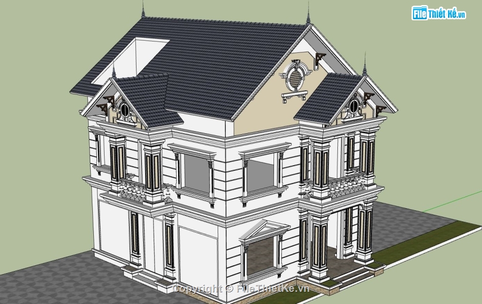 biệt thự 2 tầng,model su biệt thự 2 tầng,3d biệt thự 2 tầng sketchup,biệt thự 2 tầng skp