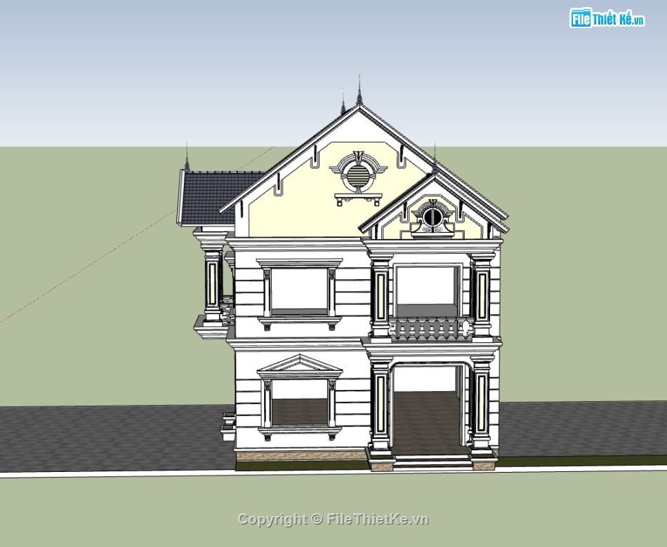 biệt thự 2 tầng,model su biệt thự 2 tầng,3d biệt thự 2 tầng sketchup,biệt thự 2 tầng skp