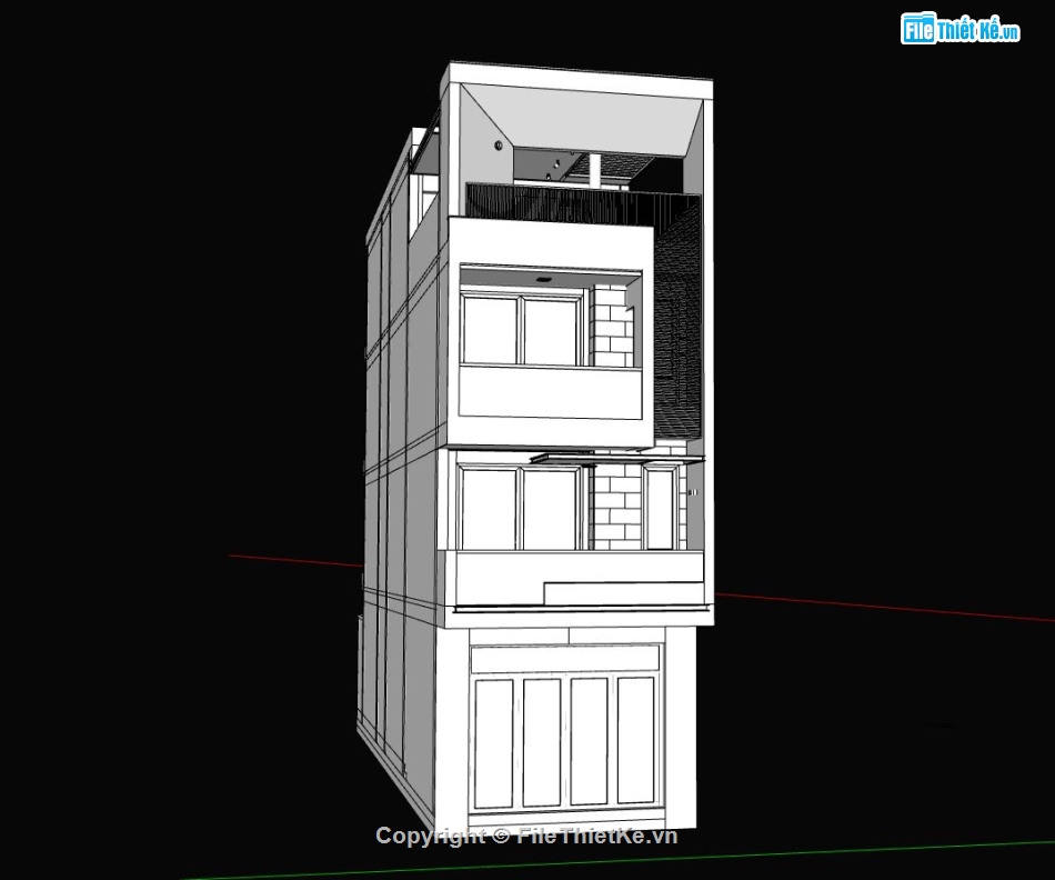nhà phố 3 tầng,nhà phố 4 tầng,file sketchup nhà phố 3 tầng,kiến trúc nhà phố 3 tầng