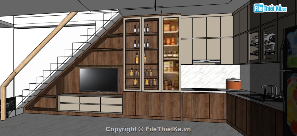 phòng bếp sketchup,file sketchup phòng bếp,model su phòng bếp