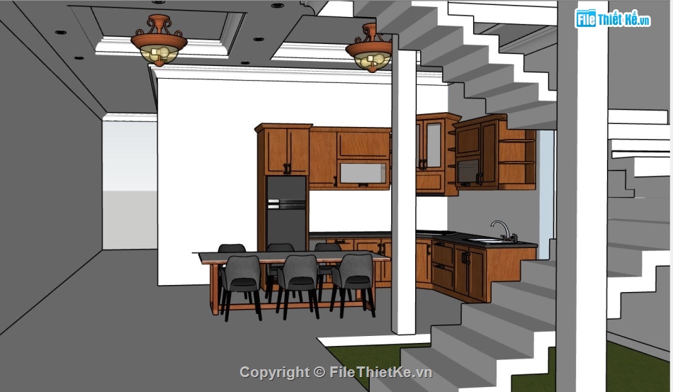 su phòng bếp,sketchup phòng bếp,file su phòng bếp