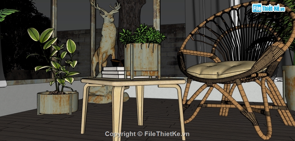 thiết kế phòng đọc sách sketchup,phòng đọc sách dựng model su,file sketchup nội thất phòng đọc sách