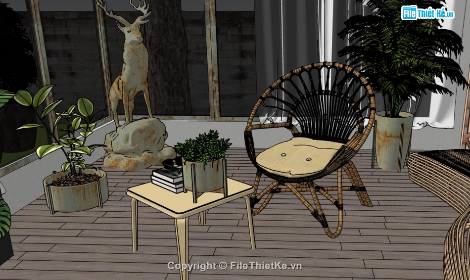 thiết kế phòng đọc sách sketchup,phòng đọc sách dựng model su,file sketchup nội thất phòng đọc sách