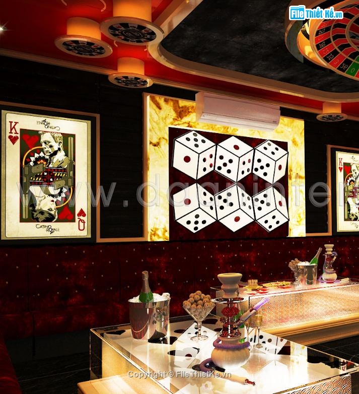 Thiết kế phòng Karaoke CASINO 5x6m - hồ sơ thiết kế thi công - Cad