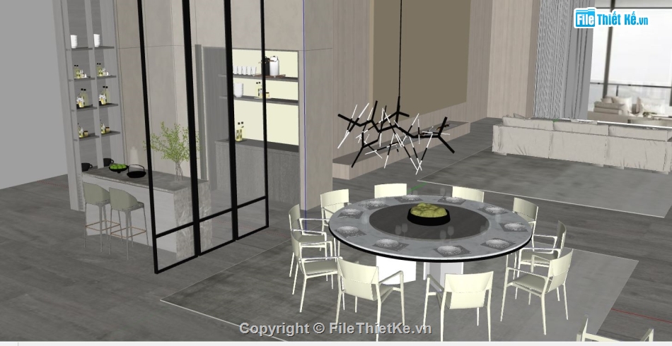 model phòng khách,model khách bếp,file su khách bếp,file sketchup khách bếp