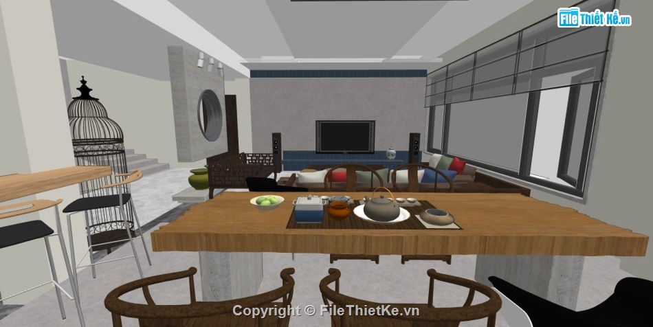su phòng khách,sketchup phòng khách,file su phòng khách