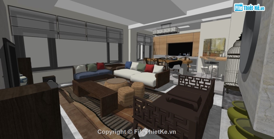 su phòng khách,sketchup phòng khách,file su phòng khách