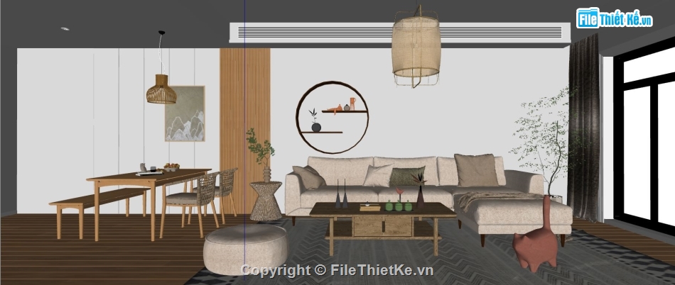 phòng khách 3d,su phòng khách,file sketchup phòng khách