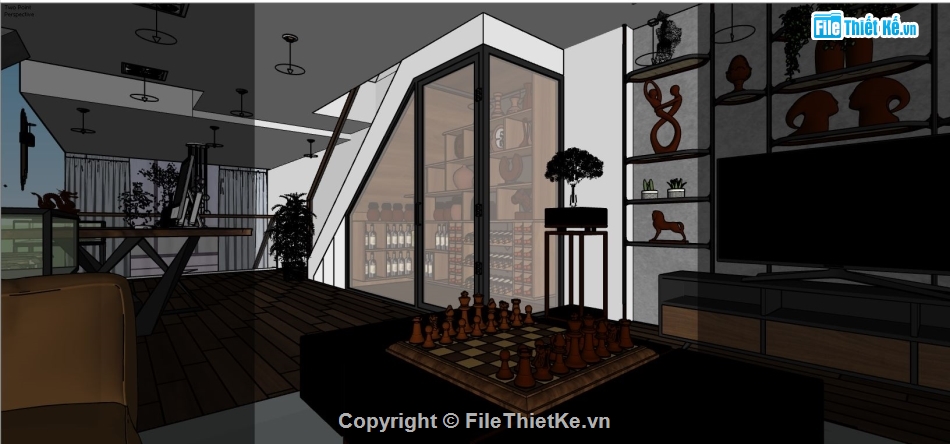 phòng khách 3d,file sketchup phòng khách,file su phòng khách