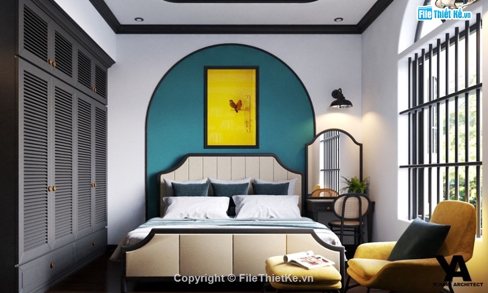 3d sketchup phòng ngủ,file su phòng ngủ,phòng ngủ sketchup,3d phòng ngủ
