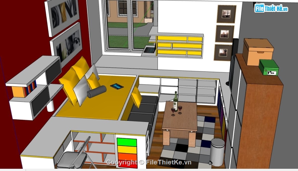 file sketchup phòng ngủ,phòng ngủ sketchup,sketchup phòng ngủ đẹp