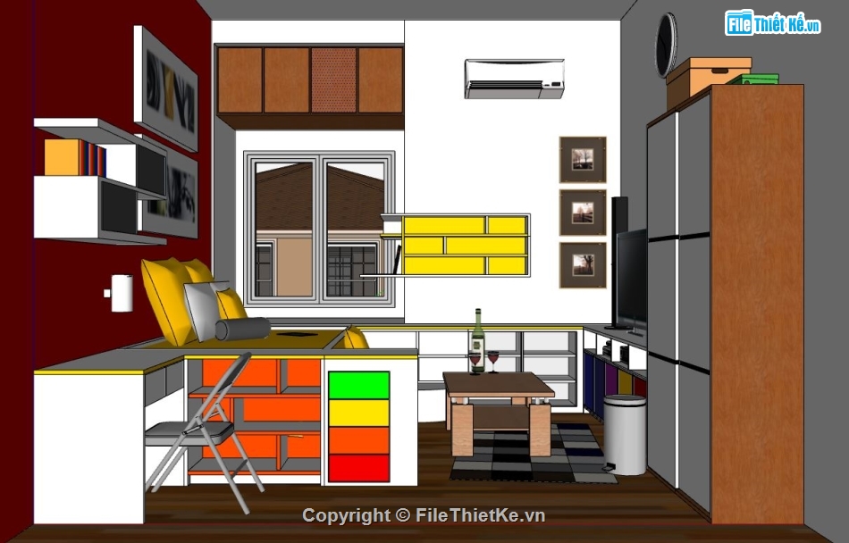 file sketchup phòng ngủ,phòng ngủ sketchup,sketchup phòng ngủ đẹp