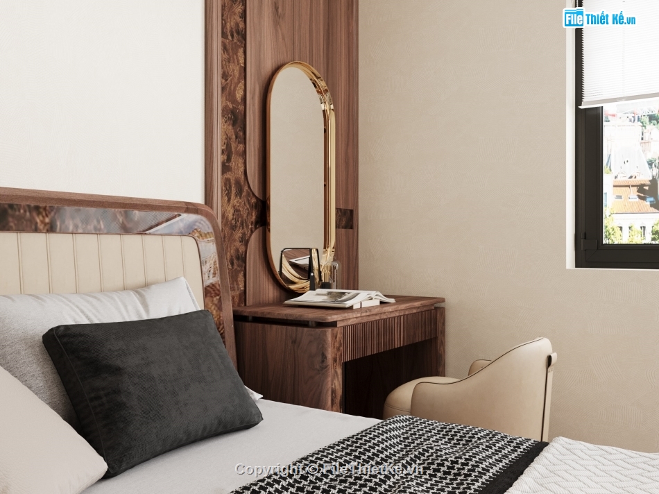 Thiết kế,model phòng ngủ hiện đại,thiết kế phòng ngủ hiện đại,óc chó,walnut