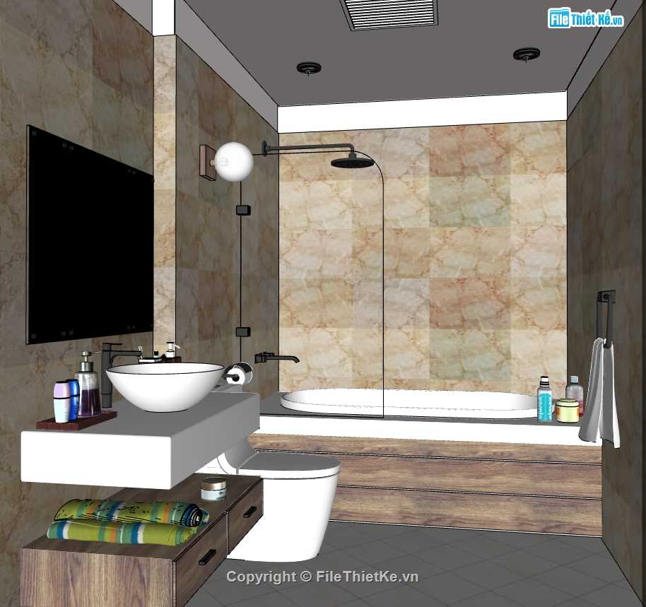 dựng phòng tắm file 3d su,model sketchup dựng phòng tắm,nội thất phòng tắm file su