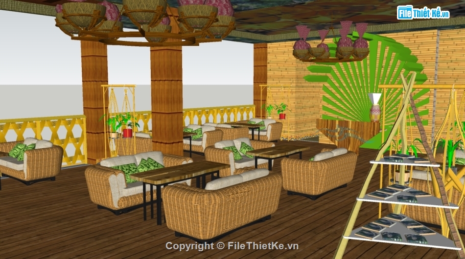 sketchup quán cafe,cafe sketchup,quán cafe sketchup,model su quán cafe