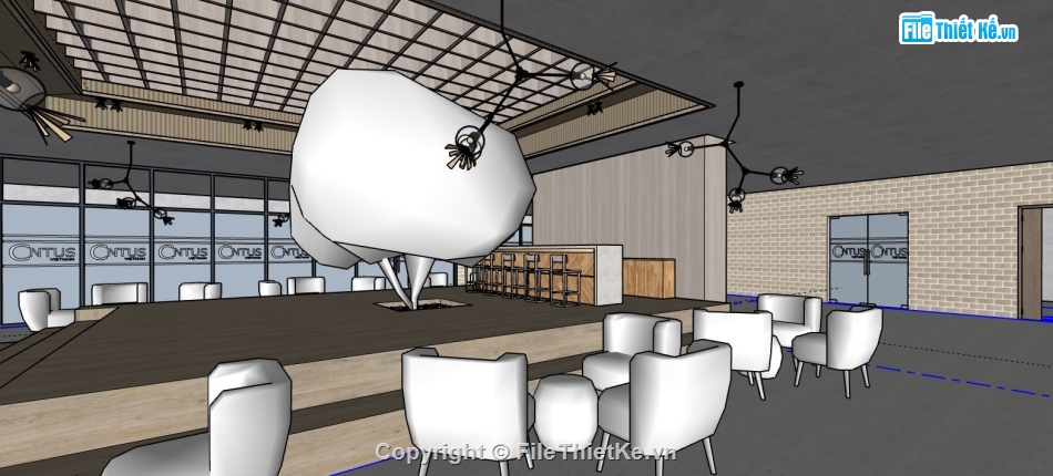 quán cafe file sketchup,file 3d sketchup,sketchup quán cafe