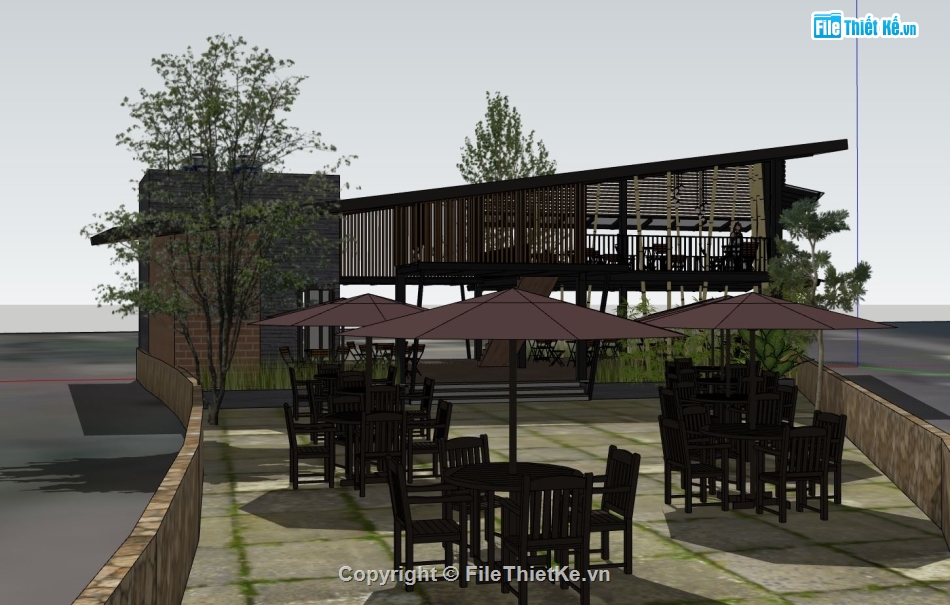 sketchup quán cafe,cafe sketchup,quán cafe sketchup,mẫu quán cafe đẹp