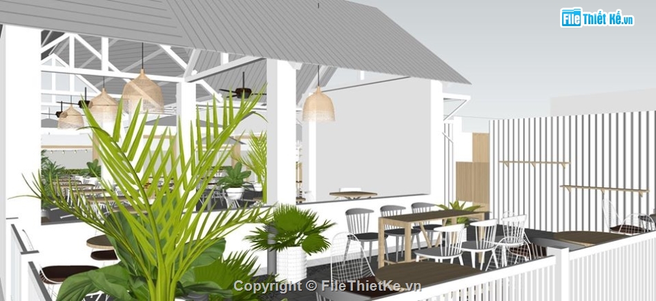 sketchup thiết kế quán coffee,su quán coffee,model su quán cafe,mẫu quán coffee 2 tầng