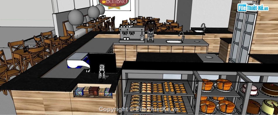 file su quán bánh,file su quán cafe,sketchup quán bánh cafe