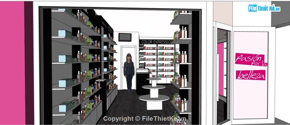 sketchup mỹ phẩm,file sketchup shop mỹ phẩm,model su shop mỹ phẩm