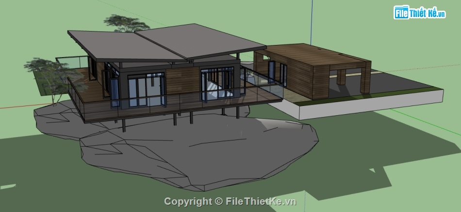 sketchup biệt thự 1 tầng,biệt thự 1 tầng file su,dựng 3d su biệt thự 1 tầng