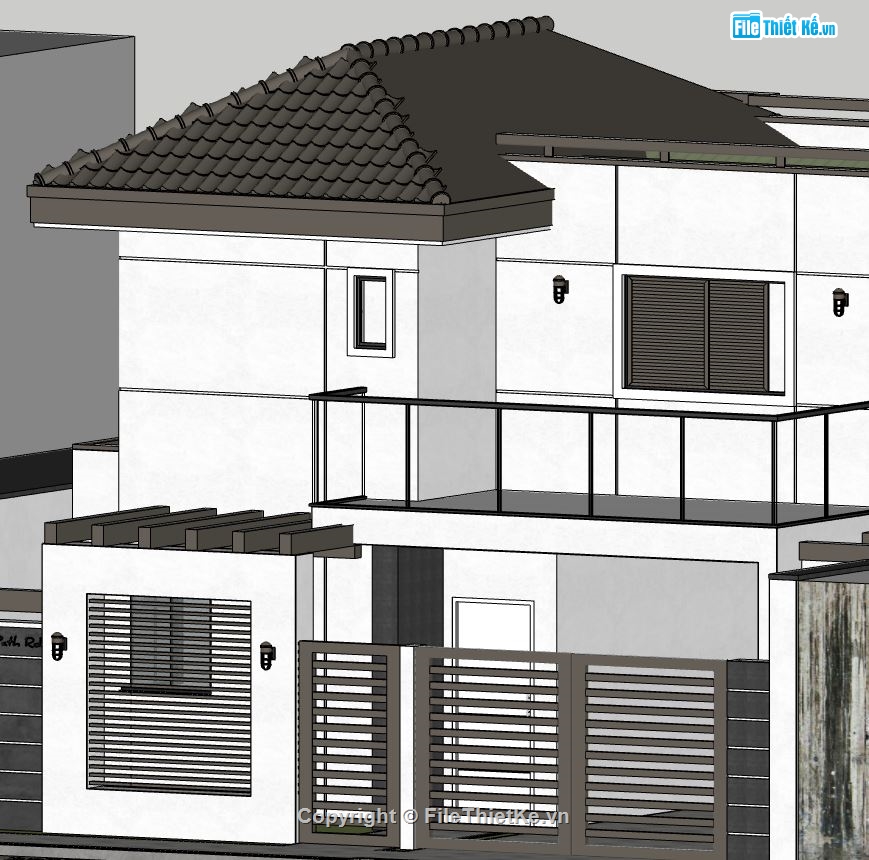 Thiết kế biệt thự,biệt thự 2 tầng,sketchup biệt thự 2 tầng