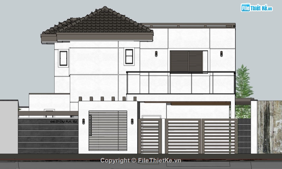 Thiết kế biệt thự,biệt thự 2 tầng,sketchup biệt thự 2 tầng