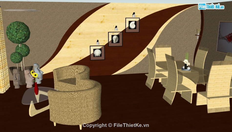 nội thất phòng khách,sketchup phòng khách,mẫu phòng khách,Thiết kế nội thất phòng mẫu