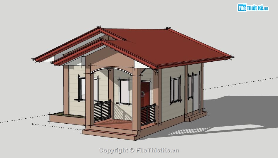 Nhà cấp 4,Model su nhà cấp 4,nhà cấp 4 file su,sketchup nhà cấp 4